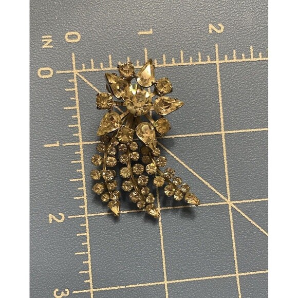 Vintage Brooch Clear Rhinestones Shooting Star Flower Burst Pin Silver Tone - Picture 6 of 6